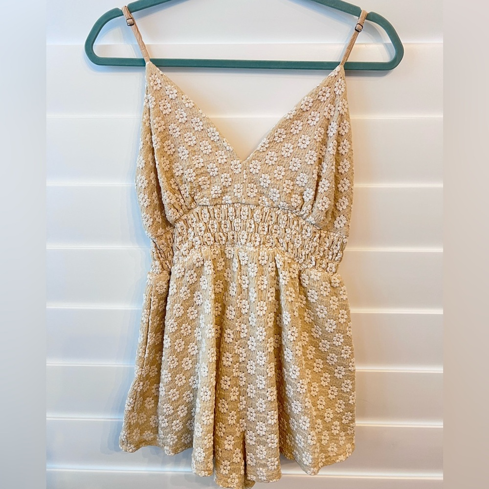 Beige & Cream floral shorts romper